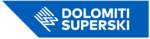Dolomiti Superski Logo auf blauem Hintergrund